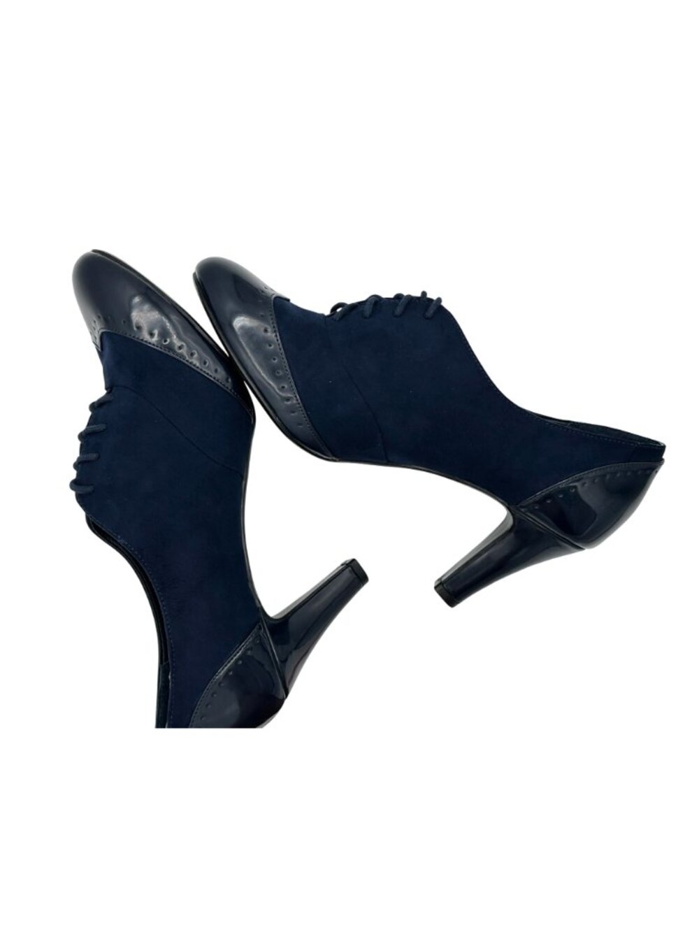 Giani Bernini Heels Womens Size 11 Lace-Up Oxfords Navy Suede Patent Leather - Picture 8 of 15